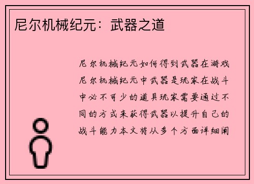 尼尔机械纪元:武器之道